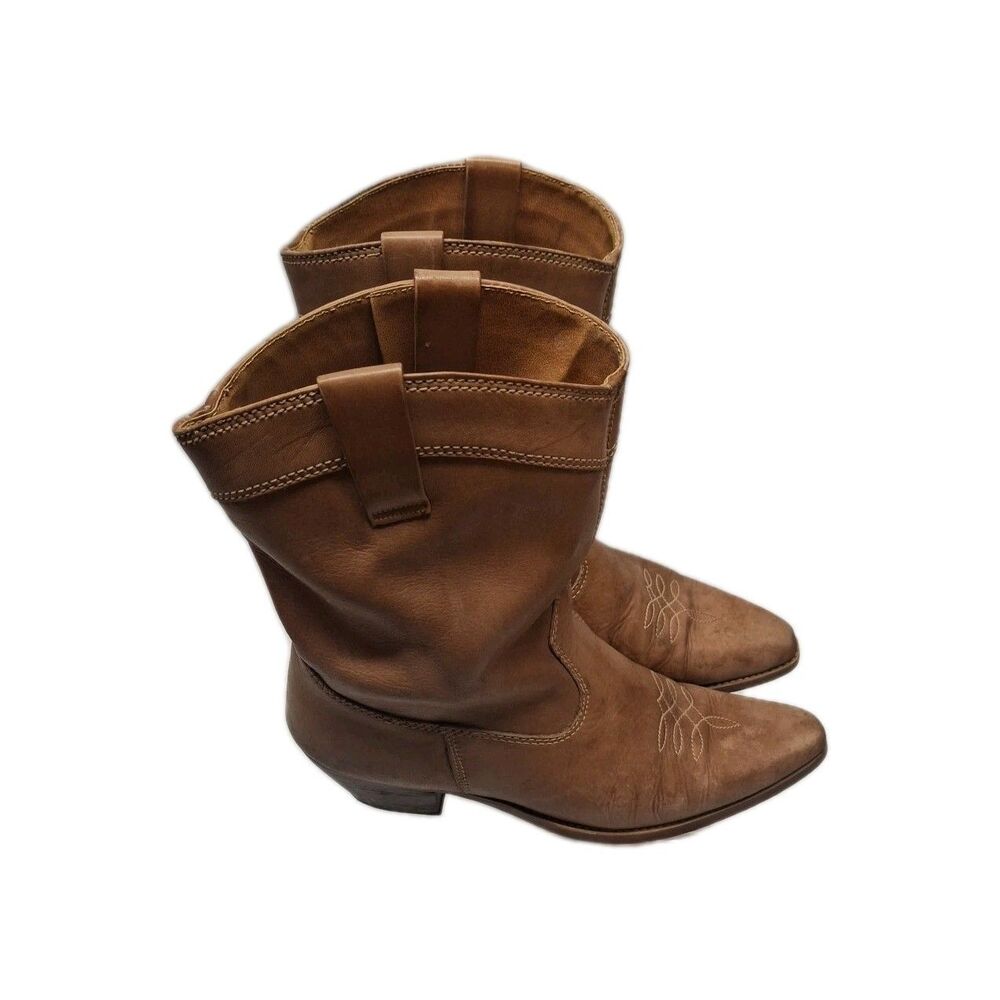 Georgio Brutini, Made In Brazil, Tan Frye Vibes~Gold Point Toe,Heel Boots